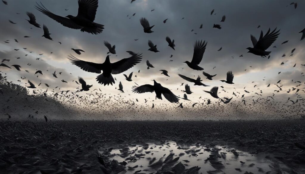 Black bird flock symbolism