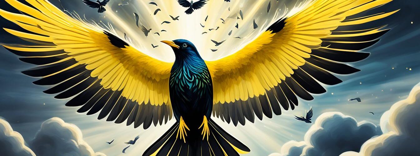 yellow bird with black wings spiritual meaning