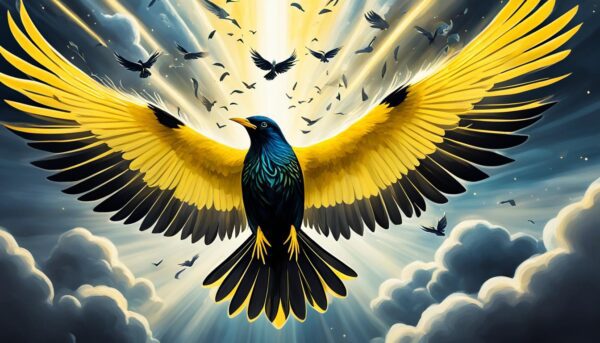 yellow bird with black wings spiritual meaning