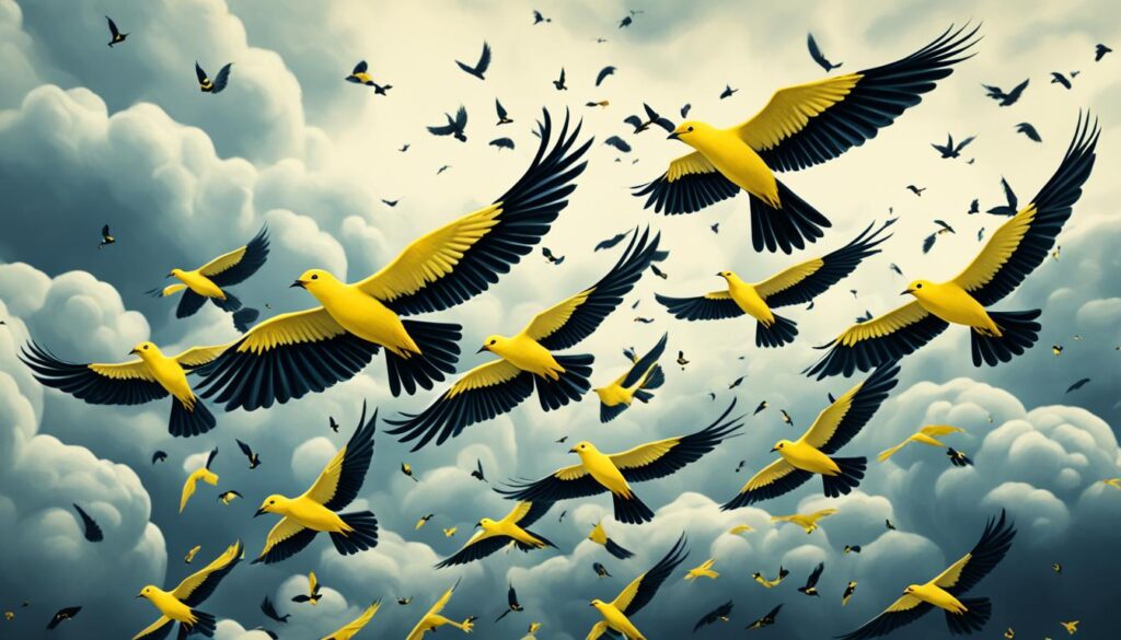 yellow birds with black wings in dreams interpretations